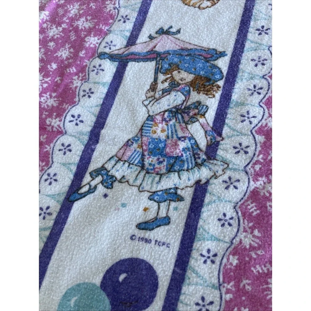 Holly Hobbie 1990 Twin Flat Sheet And Standard Pillow Case Pink Flannel